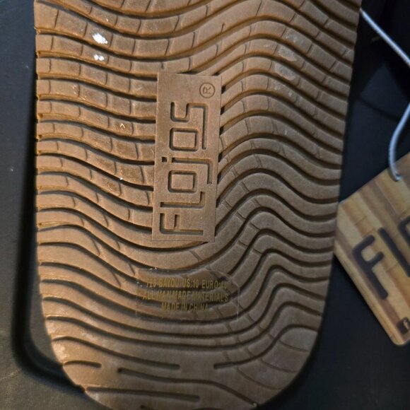 Flojos Mens Black Flip Flops Size 10 Rubber & Faux Leather Casual Footwear - Picture 4 of 6